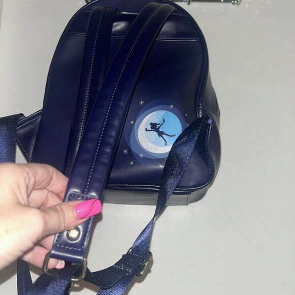 Loungefly Disney Captain Hook Peter Pan Tinkerbell Blue Mini Backpack Purse - Picture 7 of 12